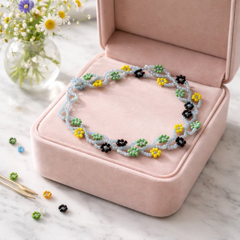 Blue, Black and Yellow Seed Delicate  Beaded Hand‎ Crafted Bracelet - New